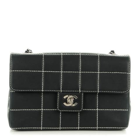 chanel calfskin contrast stitched medium single flap navy blue|chanel flap style code.